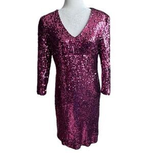 Morgan McFeeters Purple Pink Sequin Dress Bodycon Lined Size 12